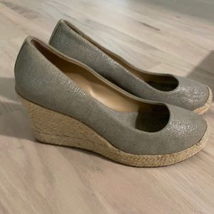 Size 7.5 jcrew silver espadrilles platform